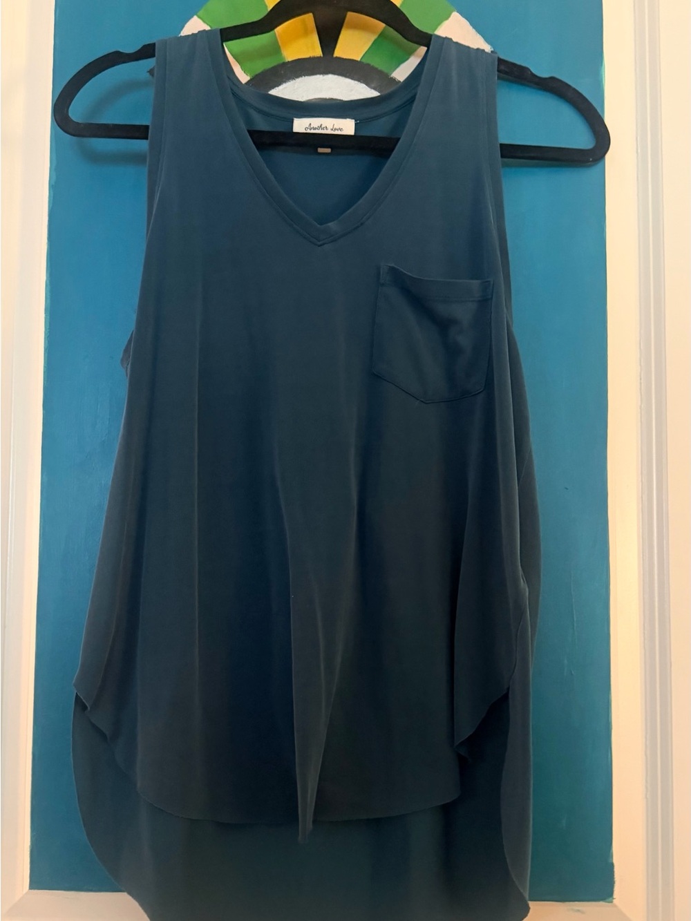 Another Love Teal V-Neck Sleeveless Pocket Tank